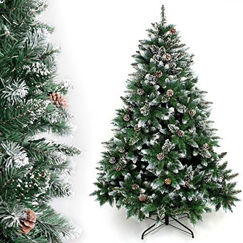 Yorbay 240cm Künstlicher Weihnachtsbaum mit Tannenzapfen: Schnee-Effekt
