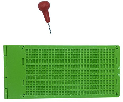Brailletafel 9 Zeilen 28 Zeichen pro Zeil Braille Schreibtafel mit Griffel 2 stücke (Grün)