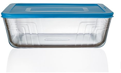 Pyrex Cook N Fresh rechteckig – Aufbewahrung Auflaufform mit Deckel Mid Blau Kunststoff – 4.0L (Maße: L25 x W20 x H 8 cm)