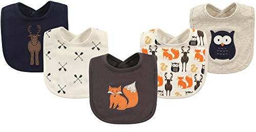 Hudson Baby Unisex Baby Cotton Bibs, Forest, One Size