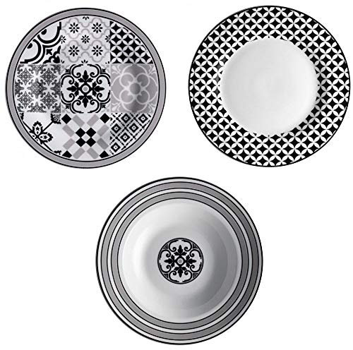 Brandani 53209 Alhambra servizio da tavola 18 piatti, porcellana, multicolore