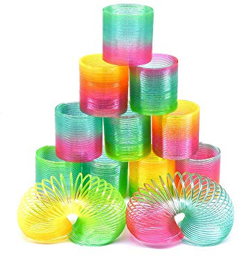 Erlliyeu12 Stück Regenbogenspirale Springs Magic Rainbow Puzzle Lernspielzeug für Party Tasche Füllstoffe Spielzeug, Kunststoff … (Round)