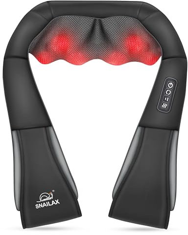 Snailax Shiatsu Neck Massagers with Heat, Mother's Day Gifts. Shiatsu Shoulder and Back Massager for Pain Relief, Gifts for Women/Men, Portable 4D Deep Tissue Electric Massager for Office Home Use