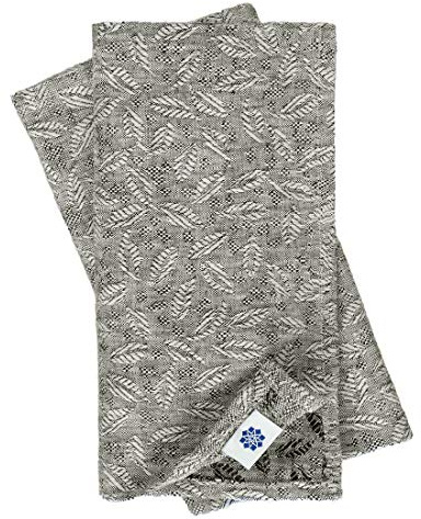 Linen & Cotton Luxus 4 x Jacquard Damast Stoffservietten/Servietten Stoff/Leinenservietten Isla - 100% Leinen, Weiß/Weiss Schwarz (43 x 43cm) Festlich für Home Küche Dekoration Hotel Gastronomie