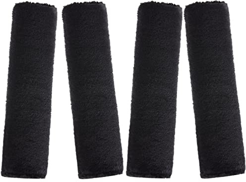 4 Pack Faux Sheepskin Car Seat Belt Pads Seatbelt Protector Soft Comfort Seat Belt Shoulder Strap Covers Harness Pads Guard Neck and Shoulder (Black)