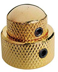 Boston Doppel-Potiknopf, Metall, gold, 15x14 + 19x12mm, mit Innensechskant, 6,0 + 6,1mm Schaft
