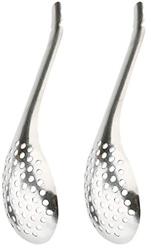 Tomaibaby 2 Piezas Cuchara de Esferificación de Acero Inoxidable Cuchara de Barra Ranurada Molecular Caviar Colador Colador de Cóctel Filtro Utensilios de Cocina Utensilios