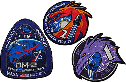 NASA Spacex Crew Dragon F9 DM-2 Mission Patches Morale Tactical Bestickte Patches Nähen Applikationen Dekorative Abzeichen