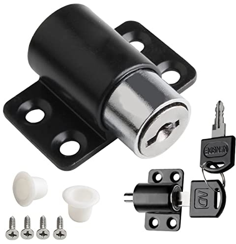 Generic R9CP Lot de 2 serrures de porte coulissante, serrure de sécurité pour porte et fenêtre, sécurité pour enfants, serrure à boulon, serrure à cylindre à pression, même clé, alliage de zinc noir