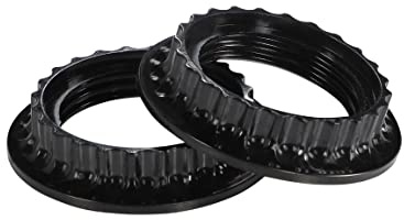 Aspen Creative 21055-12 Lamp shade phenolic screw collar rings for medium base E26 socket, 34mm inner diameter, black finish, 2 Pack