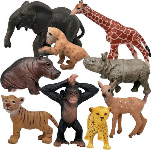 Gemini&Genius Wild Animal Cub Toys, Jungle Animal Cub Toy Figures for Kids