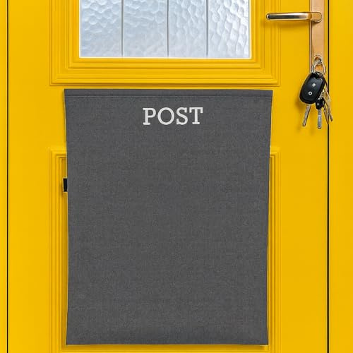Letter Box Catcher [Grey] - Post Catcher for Letterboxes Indoor, No Tools or Screws Needed - 52 x 40 cm Dog Proof Mail Catchers Bag, Grey Letter Box for Front Door