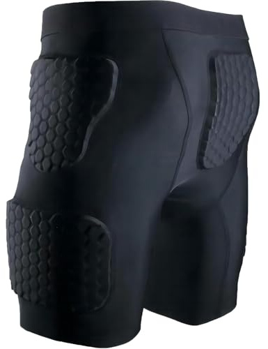 Padded Compression Shorts Padded Football Girdle Hip and Thigh Protector for Football Basketball ice Skating Rugby Soccer Hockey…