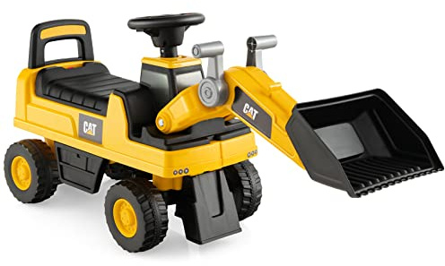 COSTWAY Kids Ride on Excavator, Caterpillar Licensed Toddler Construction Bulldozer Truck with Adjustable Bucket, Underseat Storage, Horn, Foot to Floor Sliding Toy Car for 1-3 Years Old