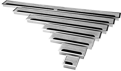 Aluminium Kabeldurchführung für Schreibtische, Arbeitsplatten Werkbänke | 8cm bis 100cm Länge | 3 Farben Schwarz Silber Gebürstet (80x400mm, Silber Gebürstet)