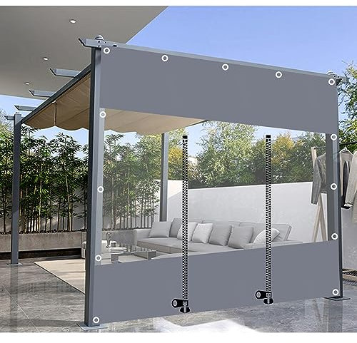 Außen Durchsichtige Plane Vorhange, 0,3mm Schwerlast wasserdichte Plane Mit Ösen, Pergola Pavillon Terrasse Carport Plane Seitenwände, Transparente Plane Abdeckung,LxH-3x2.5m/9.8 * 8.2ft