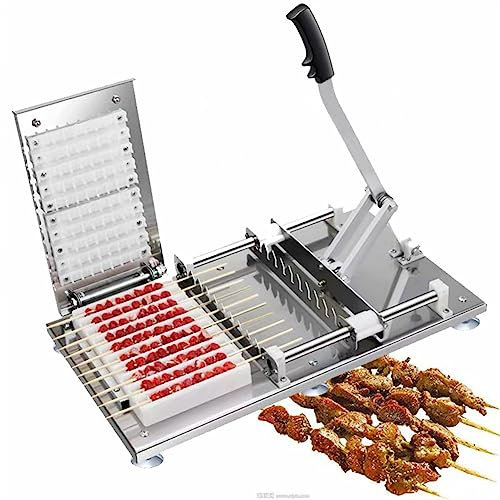 YHUEGH Spieß-Kebab-Maker, manuelle Spießmaschine, Grill, Edelstahl, Hammel-Kebab, Lamm-Spieß-Werkzeuge, Döner-Kebab-Fleisch-Wear-String-Maschine, 10 Spieße gleichzeitig