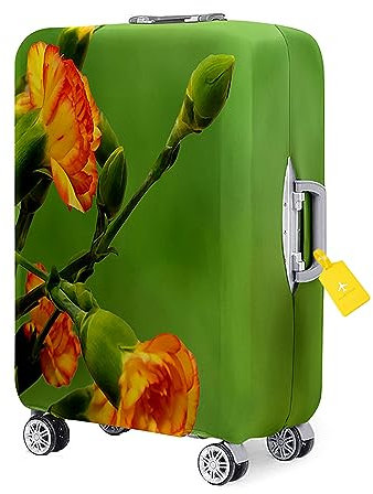 FANSU Kofferhülle Kofferschutzhülle, Nelkenblume Muster Elastisch Gepäckabdeckung Koffer Koffer Schutzhülle mit Reißverschluss Gepäck Cover Kratzfester (M(22~24 Zoll),Gelbe Nelke)