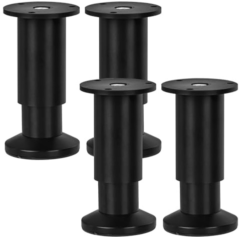 La Vane 4er Set Höhenverstellbare Möbelfüße aus Aluminium - 10 cm Höhe, Rund & Modern für Sofa, Bett, Schrank, Couch, Küche (Schwarz)