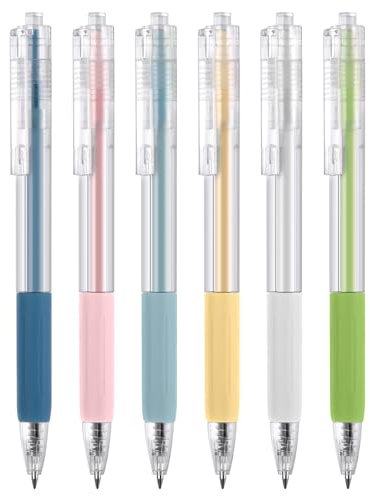 OFFCUP einziehbare Gel Tintenstifte, 6pcs Aesthetic Kugelschreiber, 0.5mm niedlicher Gelschreiber, Pastell Roller Kugelschreiber Macaron Farbnachfüllungen Premium-Gelstifte