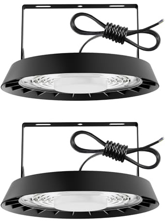 2PCS Lampara Industrial UFO 300W, 30000LM 6000K Lámpara de Alta Bahía | Blanco FríO IluminacióN De AlmacéN,IP65 Impermeable,Focos Led Interior Techo,High Bay Lampara Para FáBrica Garaje Taller