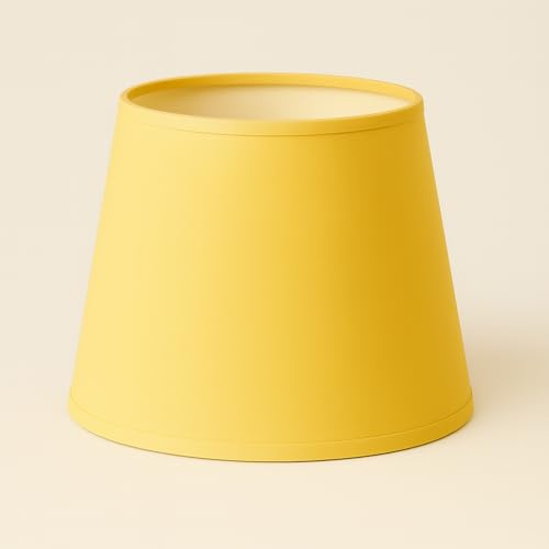 30 cm Lampenschirm, Kegel, Baumwollstoff mit weißer PVC-Rückseite, handgefertigtes Produkt, für Tischlampe, Stehlampe (Gelb)