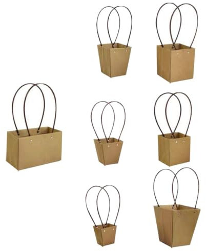Mobestech Blumenaufbewahrung Kraftpapiertüten 7er-pack Elegante Handtaschen Zum Präsentieren Von Blumen Zum Verpacken