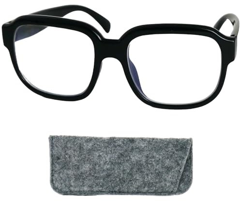 Mini Brille - Lunettes de Lecture Oversize XL Rectangulaire (Noir), Sexy, Boîte Inclus, Grande Lunettes Loupe Homme et Femme + 1.0 Dioptrie