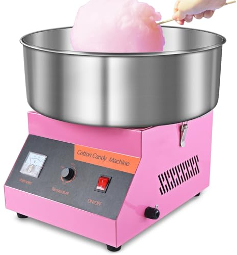 Cotton Candy Machine Commercial, 1000W Efficiently Cotton Candy Maker Machine with Stainless Steel Bowl, Sugar Scoop, Easy & Safe to Use, Candy Floss Maker for Kids, Home, Party, Birthday, Festival