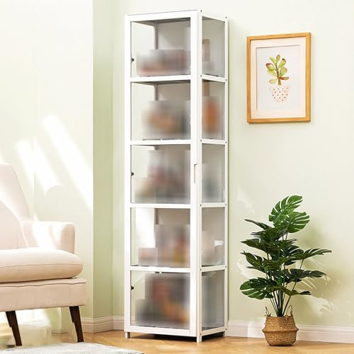 AnYaBinni Acryl Vitrine, 4 Lagen Sammlervitrine, Staubdichte Glasvitrine Stehend Standvitrine, Vitrine für Bambus Sammlerstücke für Bücher, Wein, Büro, Wohnzimmer, Küche (Transparent auf DREI Seiten)