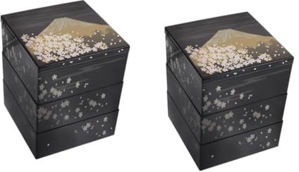 Cabilock 2 Cajas De Sushi Contenedor Bento Tradicional Contenedor Bento Japonés Vintage o Japonés Con Tapa Portador De Alimentos és o Lacado Estilo és Plástico