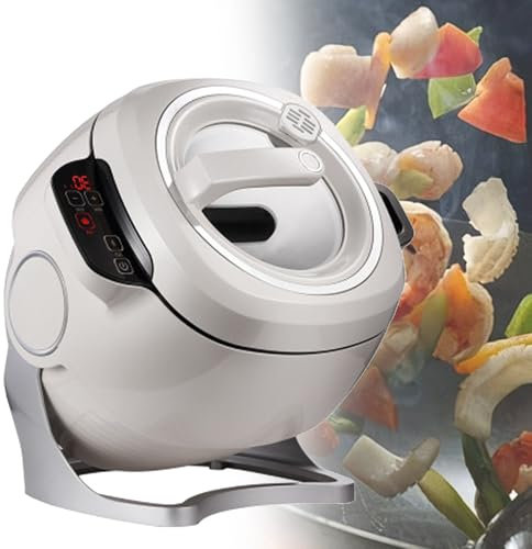 VNATWGOO Pentola per Friggere in Padella Automatica Commerciale da 6 Litri, Macchina per Friggere in Padella con Rotazione A 360° E Riscaldamento Completo, Macchina da Cucina Elettrica,220V/2KW