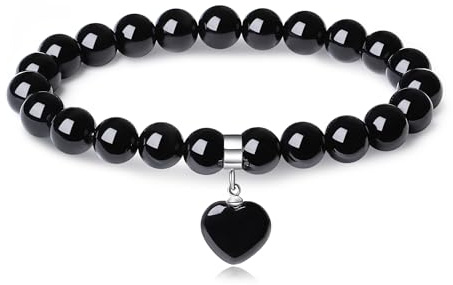 Sahoottie Herz Armband Damen Armband Heilsteine Armbänder Stein 8mm Perlen Schmuck Beste Freundin Geburtstagsgeschenk Freundin Geschenk