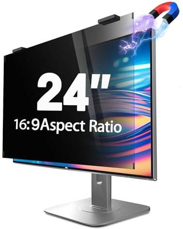 GUDTEKE Magnetic Computer Privacy Screen 24 inch, Hanging Privacy Screen for Computer Monitor for 16:9 Frameless Monitor, Eye Protection Anti Glare Anti Blue Light Filter