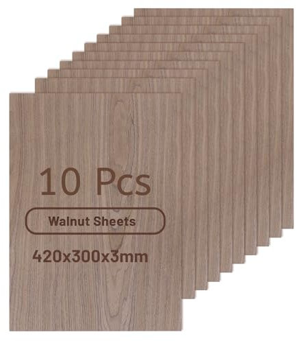 DBREAKS 10 Pièces Contreplaqué Noyer 3mm, 420x300x3mm, Plaque en Bois Brut, Découpe Laser Bois Contreplaqué, Plywood pour Modélisme Artisanat