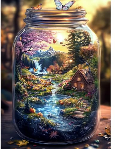 Yunlus Puzzles für Erwachsene 1000 Teile Unmöglich Schwer Schwierig Herausfordernd Puzzles für Erwachsene 1000pc Puzzle Welt in Flasche Naturtraum Jigsaw Puzzle 70 x 50 cm