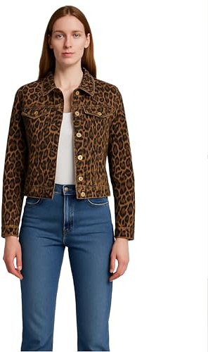 kraftd Women's Denim Jackets Casual Summer Long Sleeve Jacket | Ladies Denim Jackets Button Up Slim Fit | Stretch Denim Jacket | Jacket Women UK with Collared Neckline and Pockets (Brown, 14)