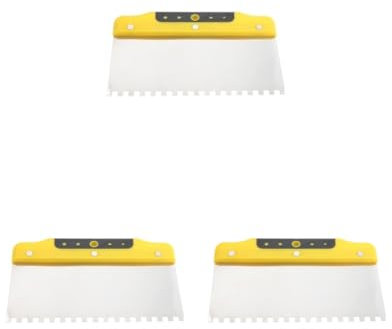 3 Set Drywall Trowel Notched Spreader Plastering Toothed Spatula Plastering Trowel 200mm Yellow Black