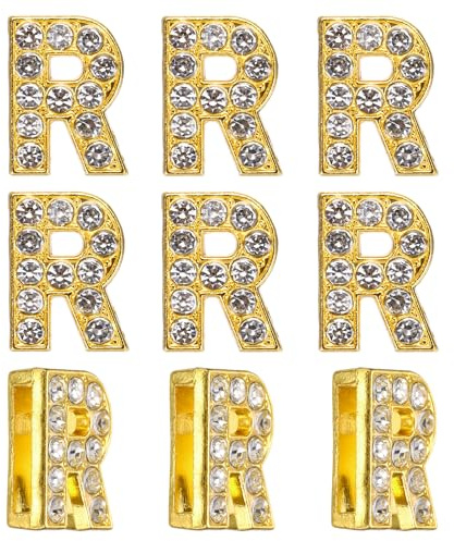 PATIKIL Strass bokstavsberlock, 30 st 10 mm glidarmband hängen kristall bokstav R berlock hängen alfabet A-Z för gör-det-själv smyckestillverkning halsband armband, guldton, 11mm, legering, Strass