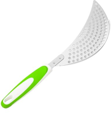 Nudelsieb - Nudelsieb Edelstahl mit stiel als Abgiesshilfe für Töpfe Flaches Abtropfsieb platzsparend, funktionale Abgießhilfe für Pasta, Kartoffeln, Gemüse (Grün)
