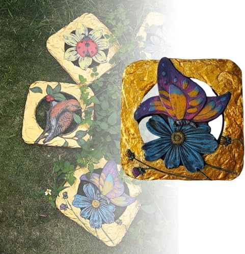 YTBHSHXZ, Gartensteine mit Vogel-, Käfer- und Schmetterlingsmuster, Dekoration für Wege, dreidimensionale Kabel (Butterfly)