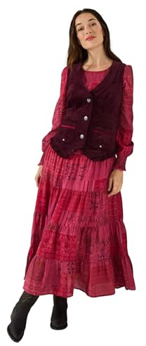 Joe Browns Women's Cord Waistcoat with Frill and Pockets, Regular, Purple, UK 12