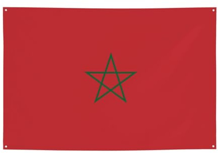 FDGBNM Bandera de Marruecos vibrante para fiestas, 47 x 17 pulgadas, resistente a los rayos UV, a prueba de decoloración, 4 ojales, para uso en interiores y exteriores.
