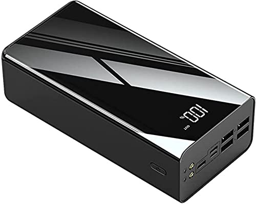 Power Bank, caricatore portatile 40000-80000 mAh, caricatore USB portatile, 4 uscite, 3 ingressi display a LED, cavo batteria esterna per tutti i telefoni cellulari, ricarica rapida, nero, 40000 mAh