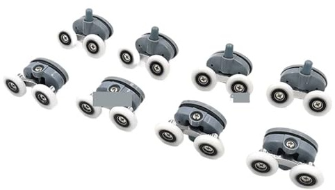 Puleggie di fissaggio per porte doccia, Ruote, pulegge e rulli for porte scorrevoli della doccia, confezione da 4 o 8 pezzi, diametro 23-27 mm(Double 8pcs,23.0mm)
