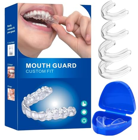 Ferula Descarga Bruxismo 4 Piezas 2 Tamaños, Bruxismo Dental Noche, Ferula Antironquidos, Protector Bucal para Dormir, Prevención del Rechinar de Dientes y los Ronquidos