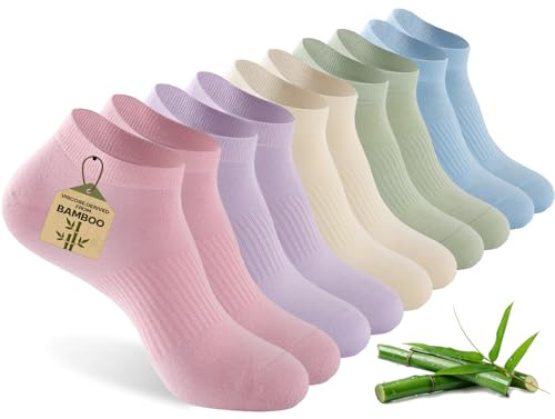 BambooHop Ankle Socks for Women 5 Pairs, Thin Summer Bamboo Trainer Socks | 90% bamboo-derived viscose feels soft and breathable; seamless toe and reinforced heel and toe suit summer and daily wear.