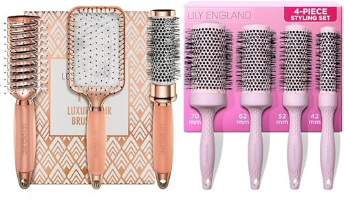 Bio Round Brush Set with Rose Gold Hair Brush Collection – Premium Hair Care Bundle for Professional Styling and Smooth, Tangle-Free Results