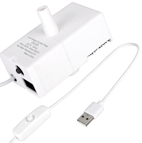 D443 Pet Water Fountain Replacement Pump, Compatible with 50oz/95oz/108oz Cat & Dog Water Fountains Ultra Quiet USB-Powered Pump with Light Switch
