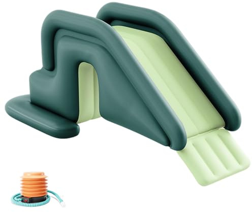 Poolrutsche, aufblasbare Wasserrutsche mit Luftpumpe für den Innen- und Hinterhofgarten im Freien, 78, 7 x 31, 5 x 33, 5 Zoll, PVC, grün